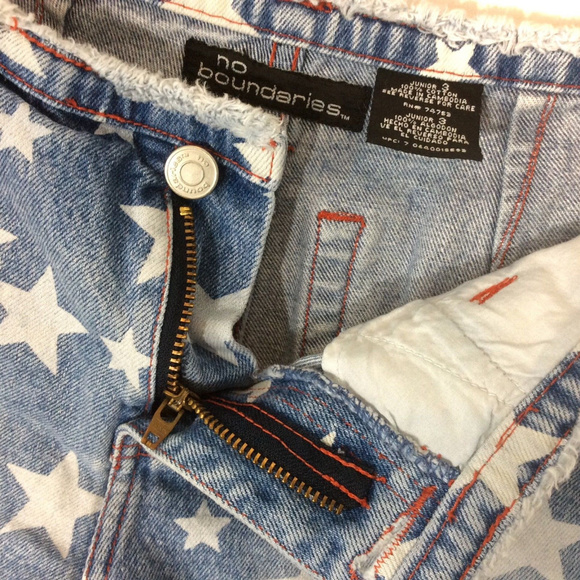 XSOLDX Red White Blue Cut Off Jean 4th July Short - Picture 4 of 5